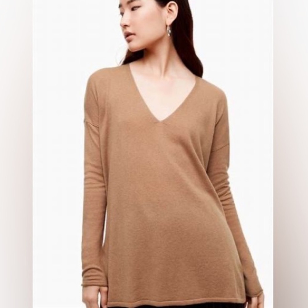Aritzia Babaton Erin Wool Linen Blend Vneck Sweater Sz M